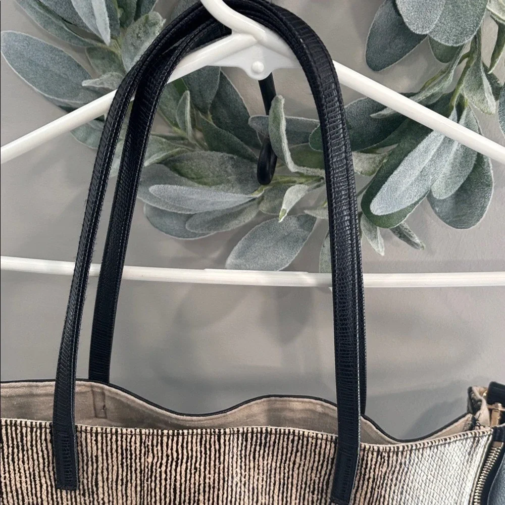 Sondra Roberts squared Black and Cream Tote, neutral, fall handbag/purse